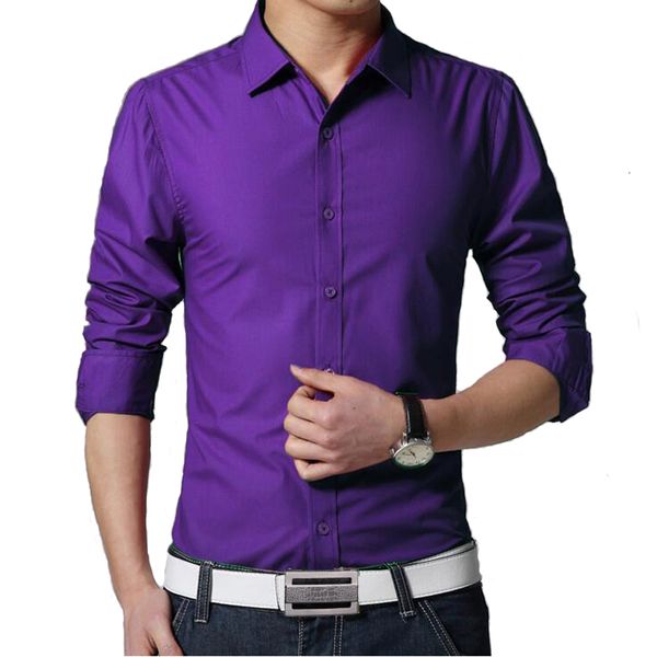 

new british style long mouths men's slender casual business shirts solid gentlemen white black shirt