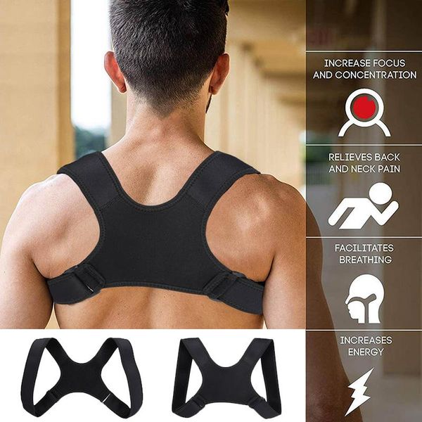 

posture corrector clavicle fracture support back shoulder straighten brace belt cnt 66, Black;blue