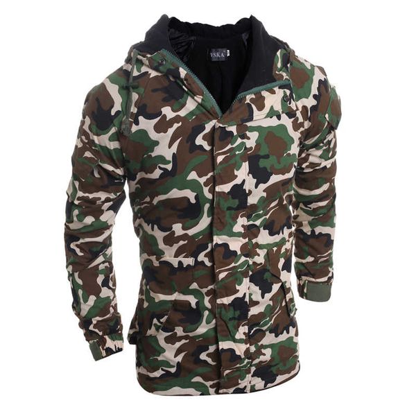 

shop herfst camouflage parka men military medium-length men's clothing, Black