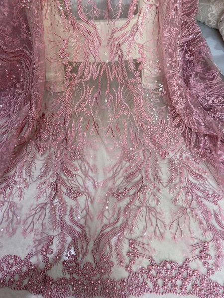 

ribbon french african lace fabric syj-58689 embroidered cord tulle nigerian tissu mesh india, Pink;blue