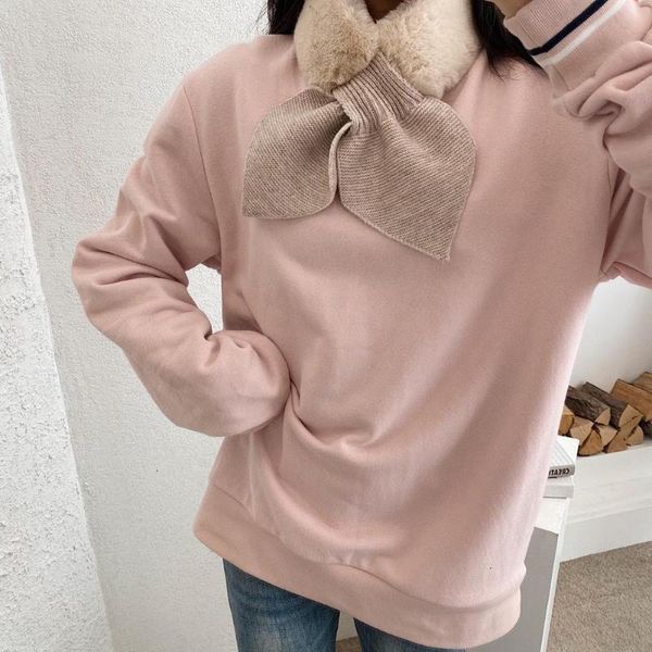 

2021 new thick warm faux fur collar scarf bandana female for ladies winter heart scarfs knitted fashion l5i7, Blue;gray