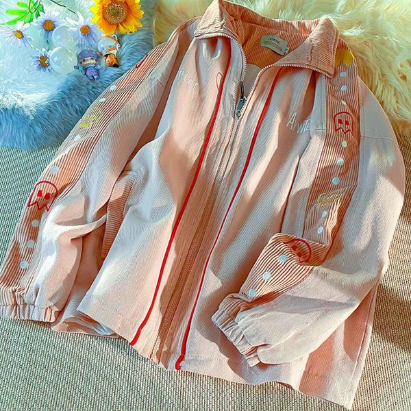 

women's jackets cargo jacket hip-hop casual loose autumn korean vintage collar baseball uniform harajuku kawaii zipper outerwear, Black;brown