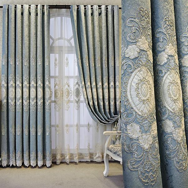 

curtain & drapes high-end european-style atmospheric living room chenille embroidered curtains