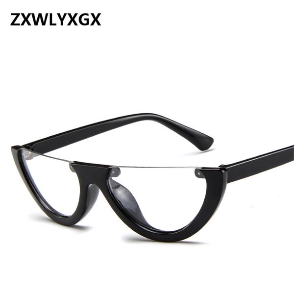 

cool trendy half frame rimless cateye sunglasses women 2018 fashion clear brand designer sun glasses for female oculos de sol