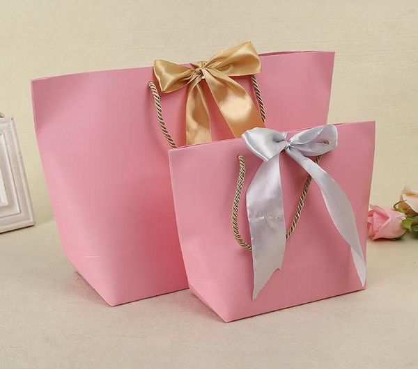 

paper gifts bags with handles pure color 10 colors clothes shoe shopping bag gift wrap 21x7x17cm