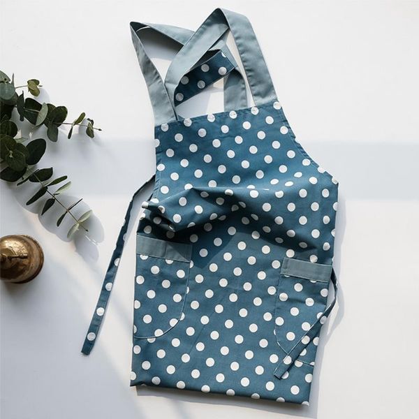 

fashion kitchen apron stripe wave point women girls cotton with 2 pockets for cooking baking and gardening aprons