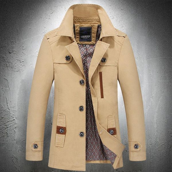 

men's trench coats spring autumn men coat thin turn down collar long single breasted lightweight jacket fashion clothing, Tan;black