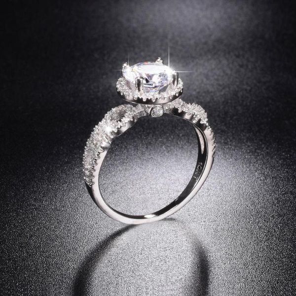

cluster rings luxury 925 sterling silver for women brand 3ct simulated diamond wedding engagement ring 10kt white gold plated jewelry, Golden;silver