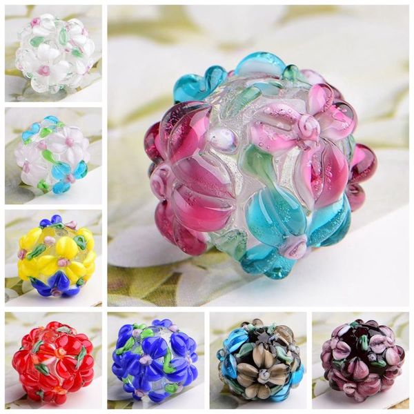 

other 16mm round charms flower petals handmade lampwork glass loose beads for jewelry making diy crafts findings