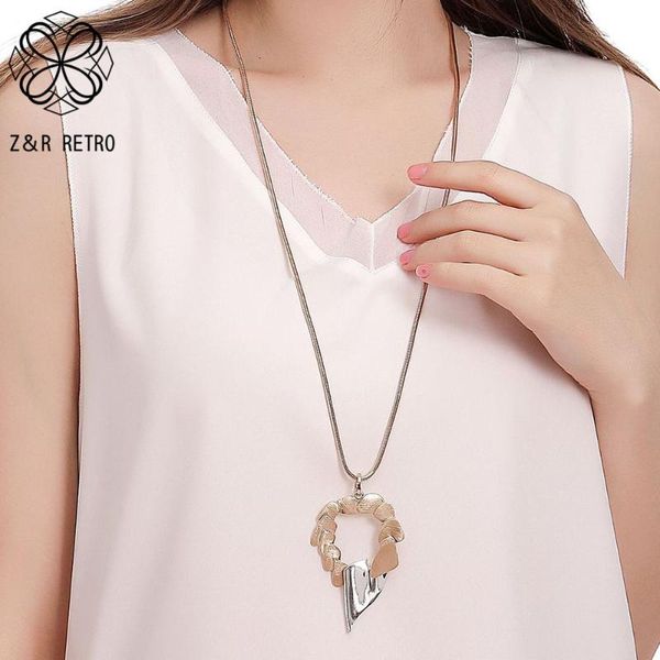 

pendant necklaces vintage irregular long chain necklace 2021 trend suspension deometric costume jewelry for women kpop fashion accessories, Silver