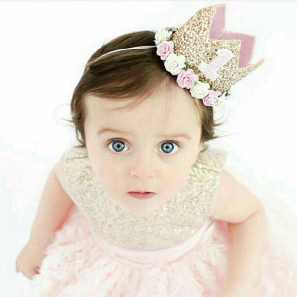 

party hats birthday hat baby 1 2 3 year old glitter prince crown boy girl shower 1st decoration po props blue