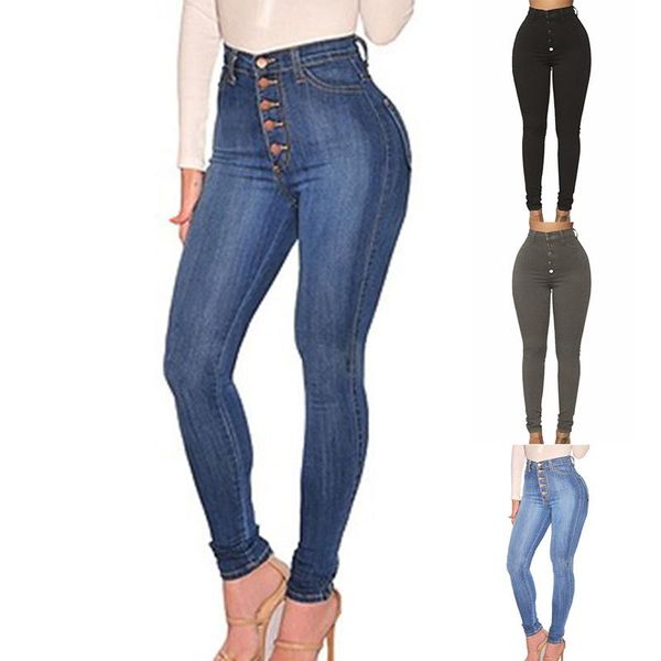 

yoga outfits high waist pants for women stretch button denim skinny ladise casual slim trousers 2021 fashion push tight, White;red