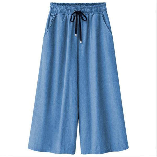 

plus size pants l-7xl wide leg women 2021 spring summer casual elastic-waisted loose female bottoms denmins trousers