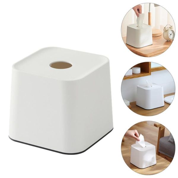 

1 pc deskroll paper storage box square paper tissue holder case (white)