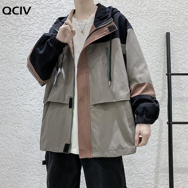 

men's jackets men patchwork jacket mens hip hop streetwear hooded male spring coats & windbreaker m-xxl, Black;brown
