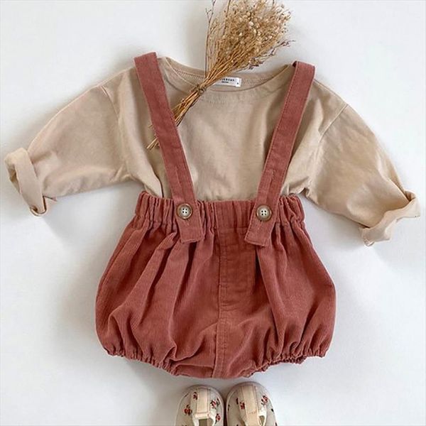 

baby boy clothes set autumn long sleeve t shirt and denim overalls strap jumpsuit outfits newborn girl clothing, White