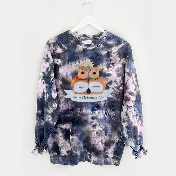 

women's hoodies & sweatshirts 40# tie-dye ladies sweatshirt round neck parent-child print long sleeves pullover autumn winter oversized, Black