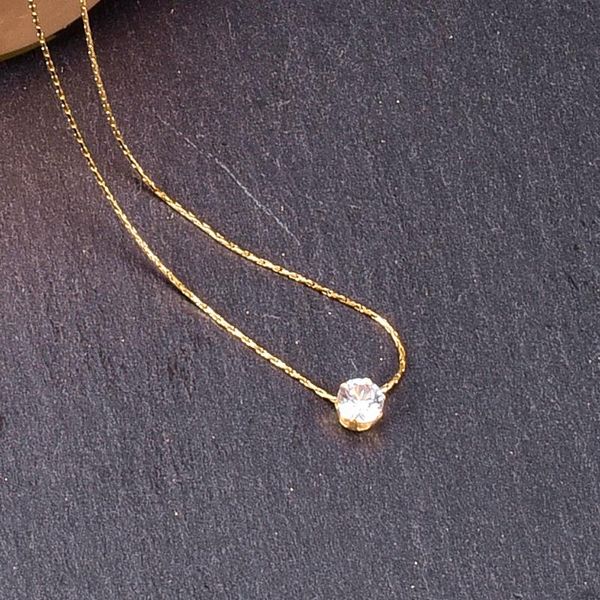 

pendant necklaces fashion 18kgp stainless steel necklace for women flash zircon female gold bamboo link neck jewelry gift, Silver