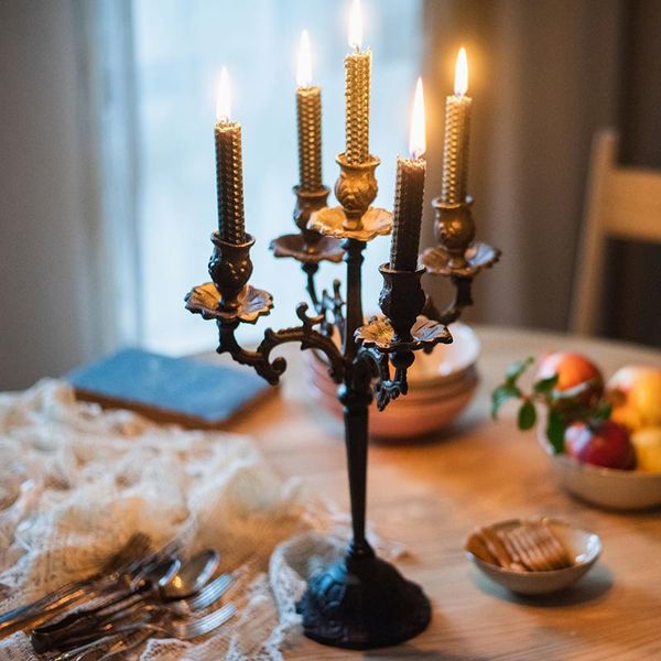 

candle holders iron pillar holder elegant romantic dinner wedding retro european luxury porta velas home decoration df50zt
