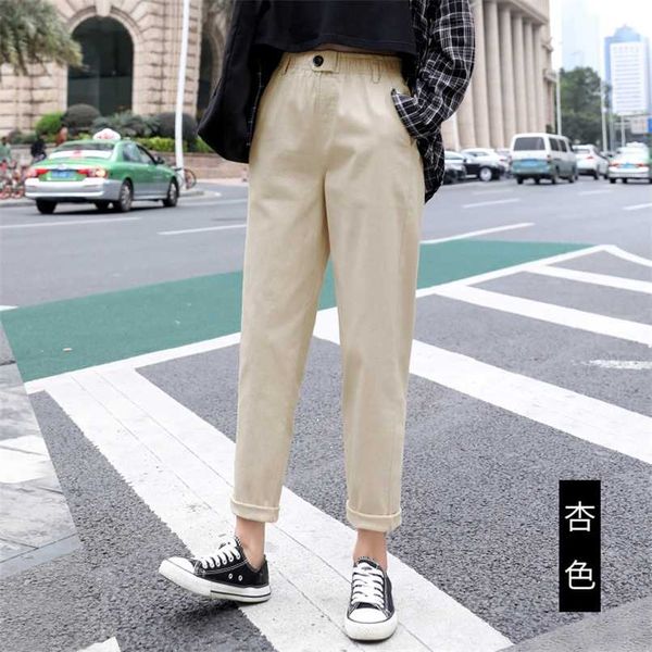 

beige high waist casual pants women loose spring autumn women's korean slim harem pants plus size nine pants 3xl 211112, Black;white