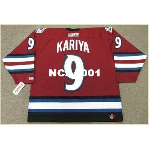 

001s #9 paul kariya avalanche 2003 ccm retro alternate hockey jersey or custom any name or number retro jersey, Black