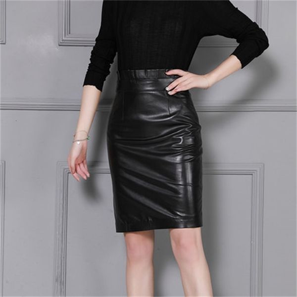 

new fashion genuine sheep hide k162 skirt eid5, Black