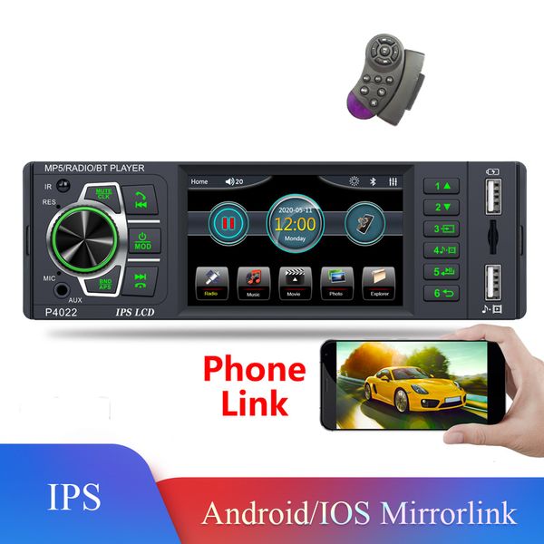 3.8 '' IPS Carro Radio 1din FM Bluetooth Audio Stereo com controle de volante Inteligente para o Universal EQ Player