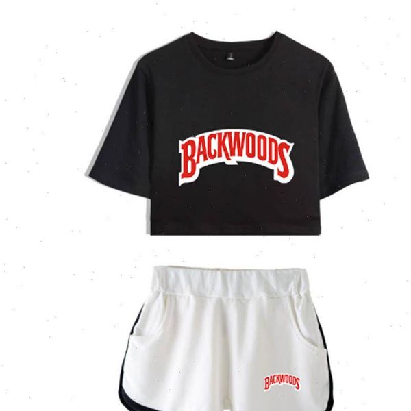 

new 2 piece set backwoods t shirt sets streetwear girls shorts sportswear summer comfortable breathable short pants, Gray