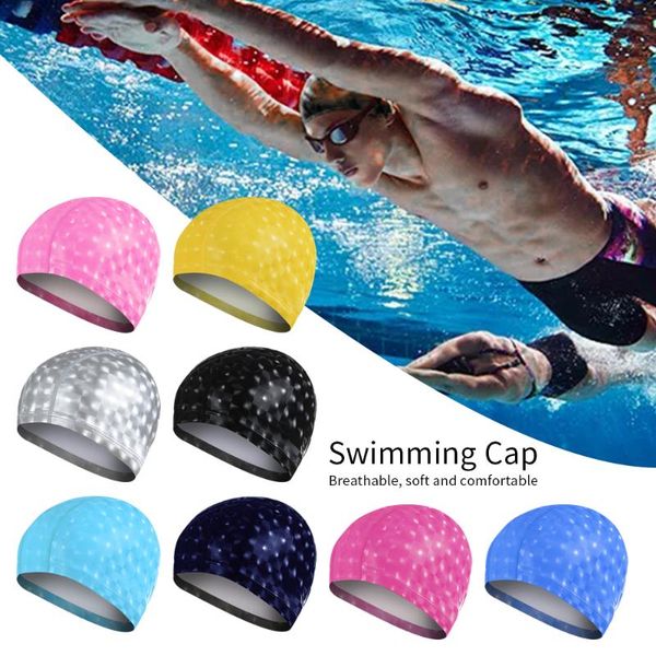 

vertvie flexible waterproof silicone swimming cap waterdrop swimming head cover protect ear swim caps pool bath cap