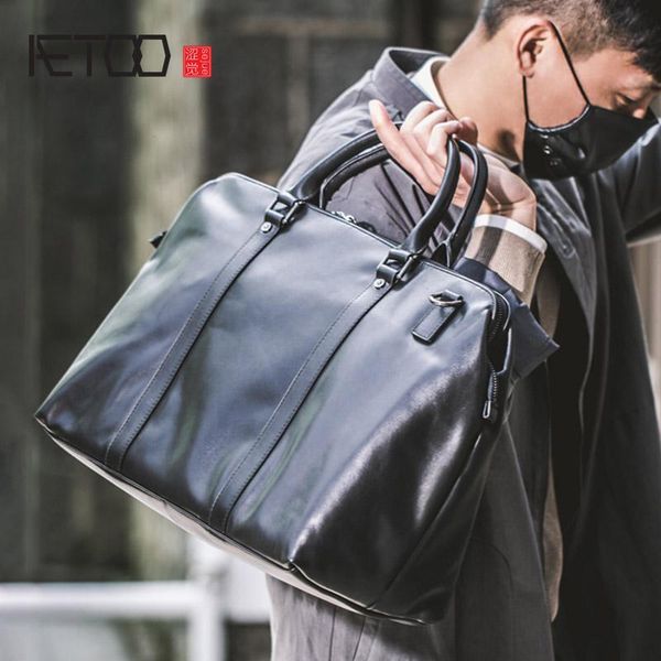 

hbp aetoo large-capacity men's leather travel bag, head leather business handbag, one-shoulder diagonal bag