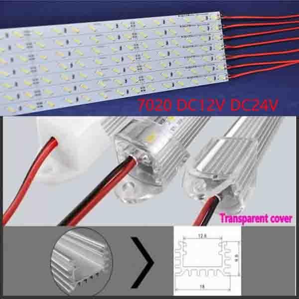 

50pcs dc12v dc24v led bar 7020 led hard rigid strip light 100cm 50cm u aluminum alloy slot showcase shop jewelry home car use