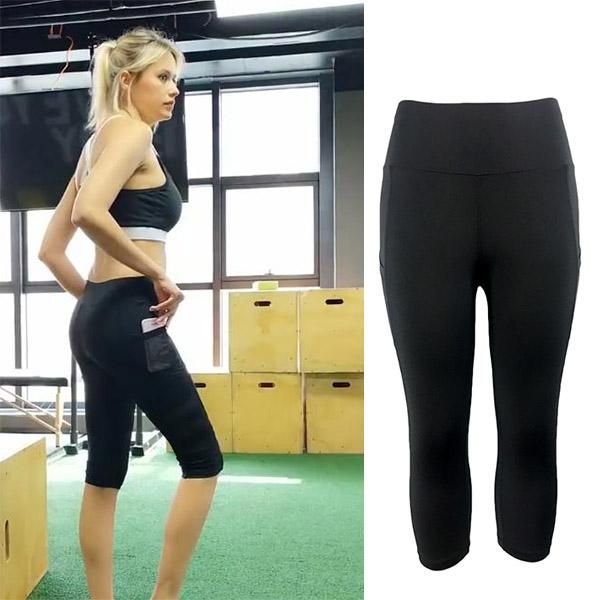 

yoga outfits women cropped trousers high waist lifting hips skinny slim fit breathable pants do2, White;red