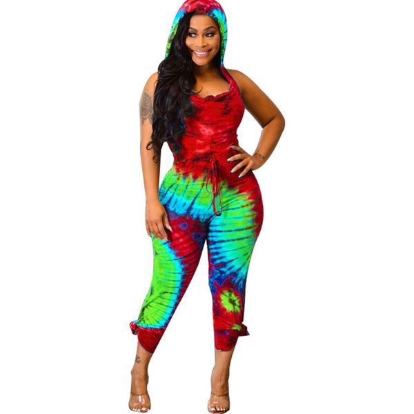 

women's jumpsuits & rompers zoctuo tie dye for women summer boot cut jumpsuit backless playsuit hooded bandage, Black;white