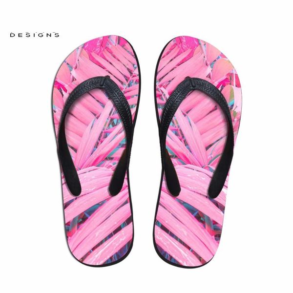 

slippers customized 3d palm trees printed women house flip flops summer flats for ladies casual female beach shoes, Black