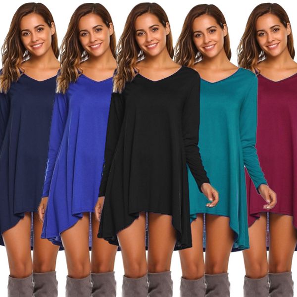 

v-neck long sleeve large irregular s for women, White