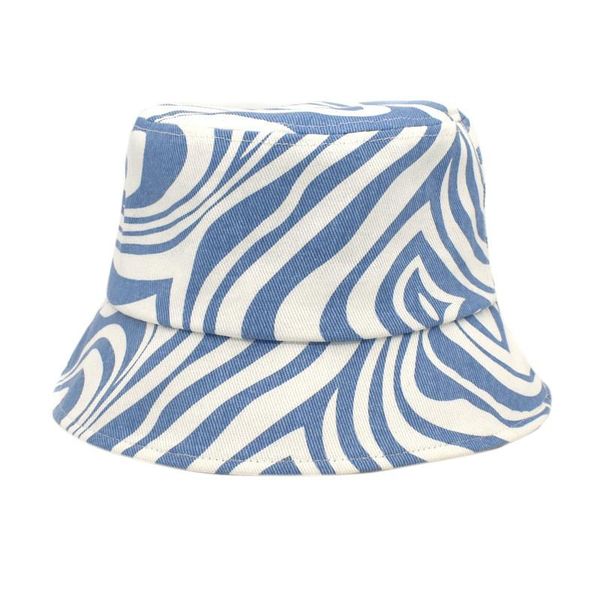 

wide brim hats double sided zebra pattern printing bucket men women fashion femme sunshade caps summer fold sun fishing fisherman hat p1, Blue;gray