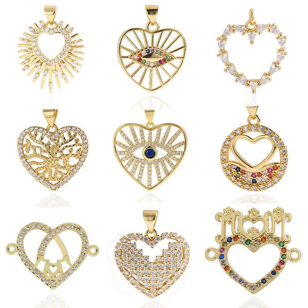 

charms fashion love hollow micro pave zircon earrings accessories diy jewelry making bracelet pendant design sense, Bronze;silver