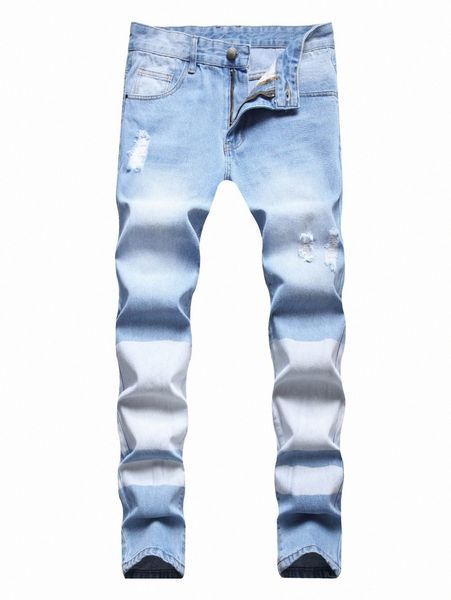 

men ripped skinny jeans l4rg#, Blue