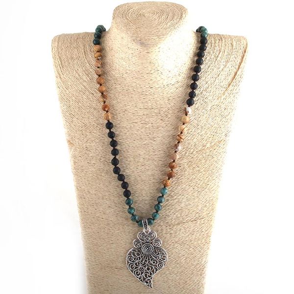 

pendant necklaces md fashion jewelry multi stone long knotted heart, Silver