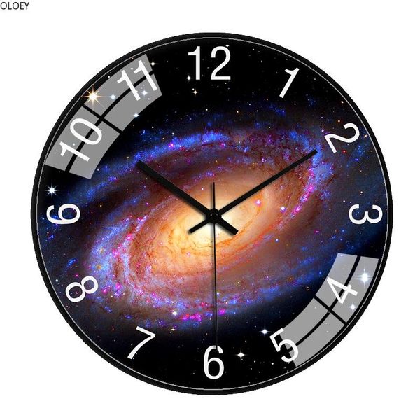 

wall clocks simple large clock mechanism nordic home decor living room star space galaxy fantasy horloge kids