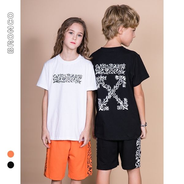 

bc children's clothes spring and summer 2019 pure cotton two-piece suit short sleeve t-shirt round neck shorts, White;black