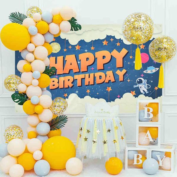 

party decoration happy birthday backdrop polyester cloth hanging banner with ribbon decorations pography backgrounds
