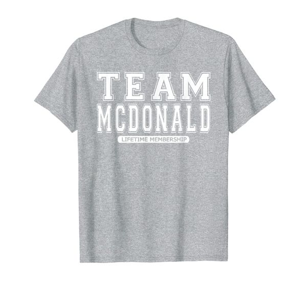 

team mcdonald family surname reunion crew member gift t-shirt, White;black