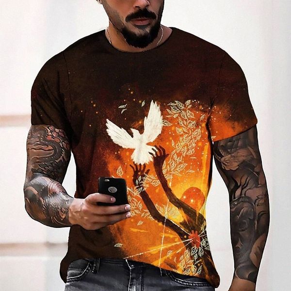 

men's tee t shirt 3d print graphic round neck casual daily 3d print short sleeve fashion designer cool comfortable black e8g0#, White;black