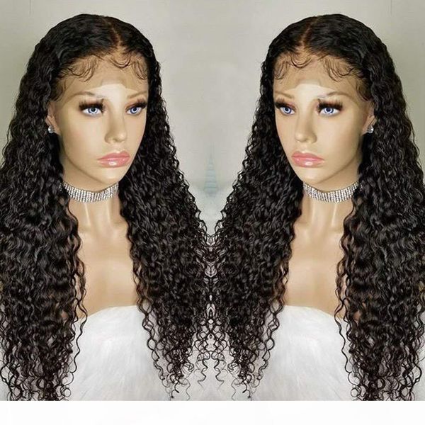 

360 lace frontal wig malaysian virgin hair 360 full lace wig pre plucked with baby hair bleached knots water wave wigs, Black;brown