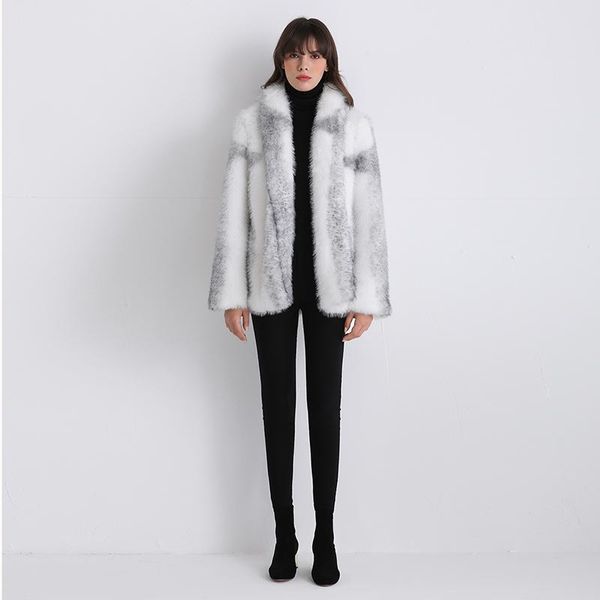 

women's fur & faux 2021 short fashion temperament winter jacket women coat mink plush turn-down collar thick luxury warm streetwear, Black
