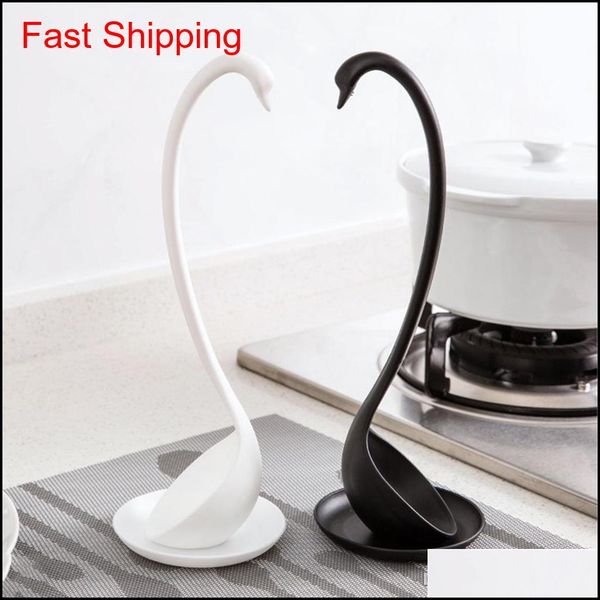 

cute long handled soup ladle white/black design upright swan spoon kitchen saucer tableware dinnerware cooking gadgets tools vpcah rcvk0
