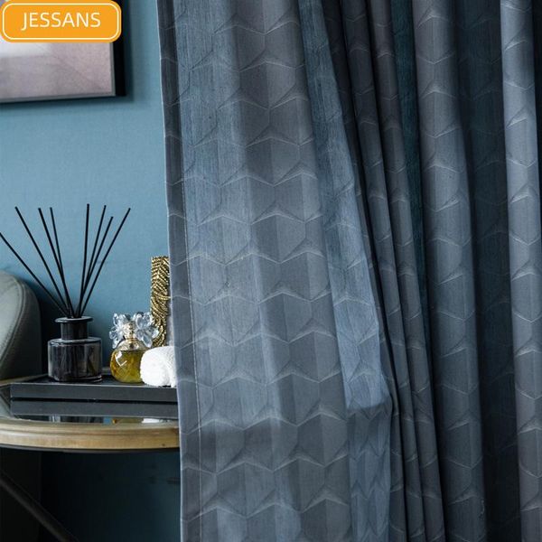 

curtain & drapes modern minimalist dark gray geometric square custom semi-shading partition curtains for living dining room bedroom