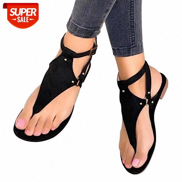 

dropship 2021 flat women sandals summer gladiator black open toe ladies beach sandals roman buckle strap female shoes flip flops #pp0x