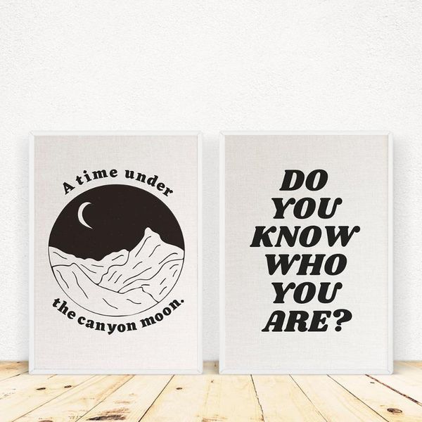 

paintings canvas painting bohemian poster and prints canyon moon text black white wall art pictures for modern living room home decor